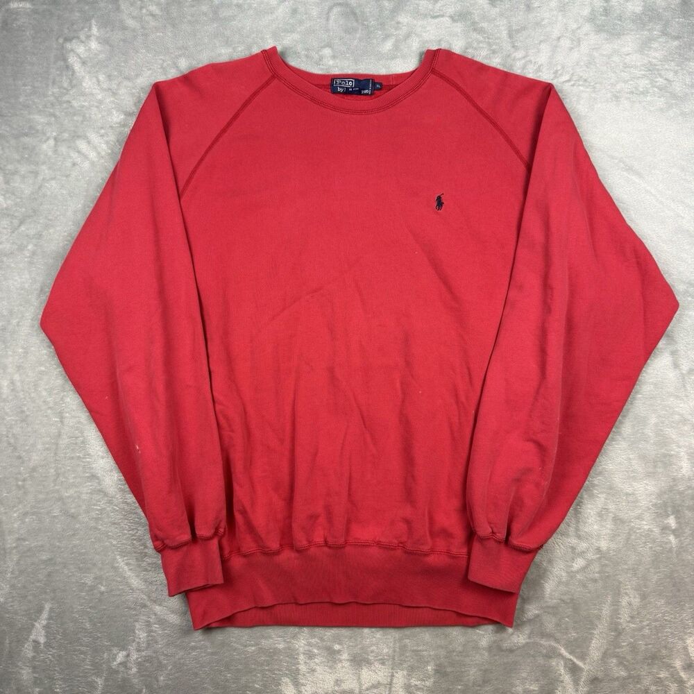 Vintage 90s Polo Ralph Lauren Red Crewneck Sweatshirt XL Black Pony